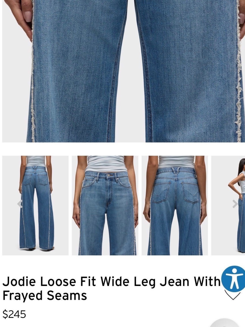 Hudson Jodie Loose Fit Wide Leg Denim Jean With Frayed Seams Unravel Size 29 8 - Picture 12 of 12